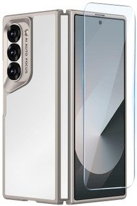 Wibrthz Clear Case for Samsung Galaxy Z Fold 6, Slim Fit Hard PC Case with Front Screen Protector, Anti-Yellowing Translucent Back Anti-Scratch Shock