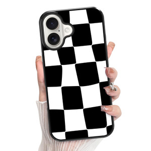 KANGHAR for iPhone 16 Plus Case Checkered Anti-Skid Aesthetic Cute Pattern Magnetic [Compatible wth Magsafe] + Screen Protector Slim Shockproof Full