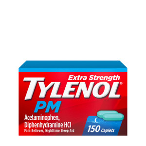 Tylenol PM Extra Strength Nighttime Pain Reliever & Sleep Aid Caplets, 500 mg Acetaminophen & 25 mg Diphenhydramine HCl, Relief for Nighttime Aches &