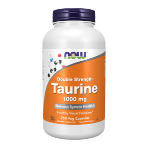 NOW Foods Supplements, Taurine 1,000 mg, Double Strength, Nervous System Health*, 250 Veg Capsules
