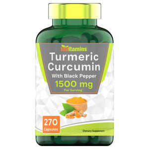 tnvitamins Turmeric Curcumin Capsules with Black Pepper | 1500 MG - 270 Capsules | Bulk Size - 3 Month Supply! | Golden Turmeric Curcumin Supplement