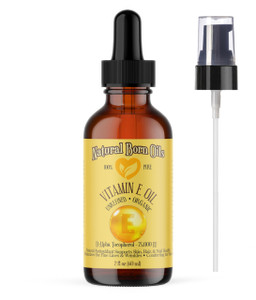 Natural Born Oils Vitamin E Oil, 2oz, Organic, Cold-Pressed, High in Tocopherols, Perfect for Skin Hydration, Enhancing Hair Shine