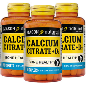 MASON NATURAL Calcium Citrate Plus Vitamin D3, 6 Month Supply, Strengthens Muscle Function & Bone Health, 3 Pack