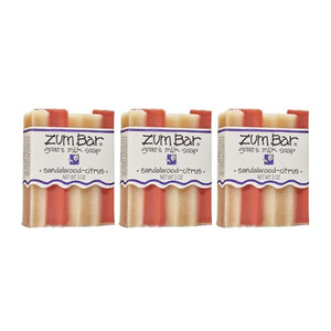 Zum Indigo Wild Goat's Milk Soap Bar - Bar Soap for Hands & Body Made with Essential Oils - 3 oz - Sandalwood Citrus (3 Pack)