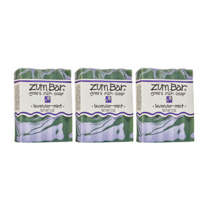Indigo Wild Zum Goat's Milk Soap Bar - Bar Soap for Hands & Body Made with Essential Oils - 3 oz - Lavender-Mint (3 Pack)