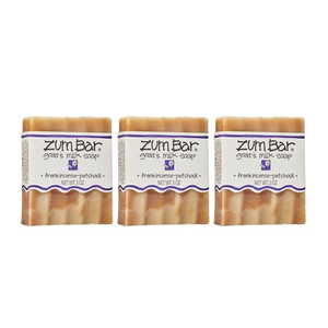 Indigo Wild Zum Goat's Milk Soap Bar - Bar Soap for Hands & Body Made with Essential Oils - 3 oz - Frankincense-Patchouli (3 Pack)