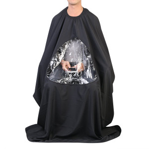 ULTNICE Salon Home Barbers Hairdressing Cape Gown with Viewing Window for Hair Cutting 63 * 57"(Black)