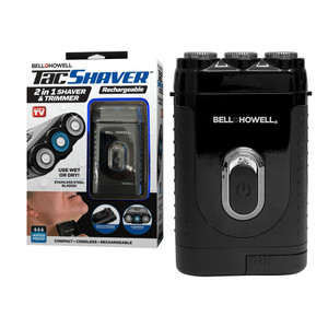 Bell+Howell Tacshaver 3D Rechargeable Rotary Shaver for Men with Pop-up Trimmer for Sideburns, Moustache and Beard, Waterproof, Portable, and Cordles