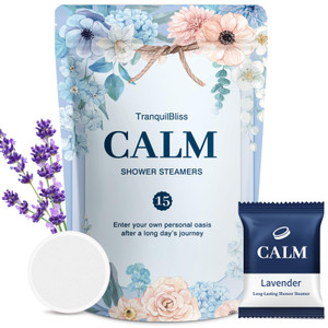 TranquilBliss Shower Steamers-15 Pack Shower Bombs with Lavender Scent, Self-Care Presents for Women Who Have Everything, Relaxation Birthday Present