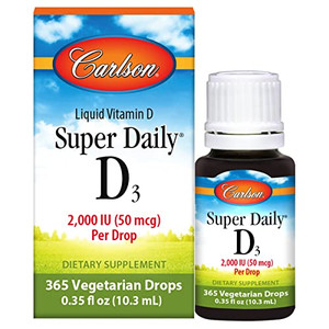 Carlson - Super Daily D3, Vitamin D Drops, 2,000 IU per Drop, 1-Year Supply, Vitamin D3 Liquid, Heart & Immune Health, Vegetarian, Liquid Vitamin D D