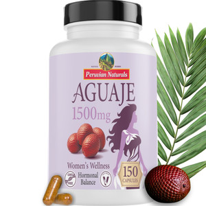 Peruvian Naturals Aguaje Capsules for Women 150 Pills - Natural Curves for Female Health Supplement, Powerful Hormone Balance, Buriti Fruit, Non-GMO,