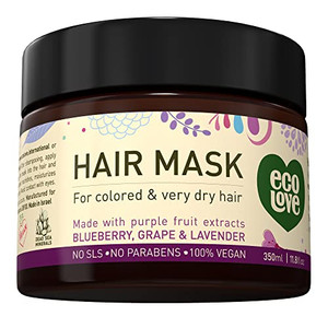 ecoLove Hair Mask for Dry Damaged Hair, Natural Hair Mask Deep Conditioning, 11.8 oz - Vegan and Cruelty-Free, With Lavender Extract, Organic Ingredi