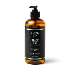 Barrel & Oak All-in-One Wash for Face, Hair, & Body, Vegan & Hydrating Face, Shampoo and Body Wash for Men, Grooming Kit Gifts for Men, Black Oak, 16