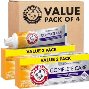 ARM & Hammer Complete Care Toothpaste, Teeth Whitening Toothpaste with Baking Soda, Fluoride, Whole Mouth Protection, Fresh Mint Flavor, 6.0 oz (Pack