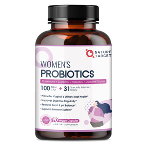 NATURE TARGET Probiotics for Women, 100 Billion CFUs Probiotic with Digestive Enzymes & Prebiotics, Vaginal Probiotics with Cranberry for Urinary Tra