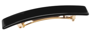 France Luxe Luxury Rectangle Barrette, Black - Classic French Design for Everyday Wear