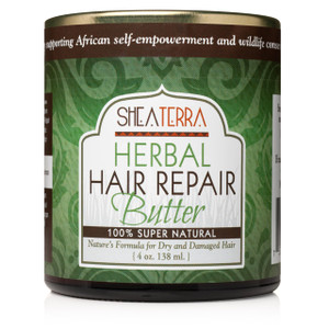 Shea Terra Organics Hair Repair Herbal Butter | Natural Hair Restoration and Dry Itchy Scalp Treatment - Rinse Out or Leave-In Conditioner - 4 oz