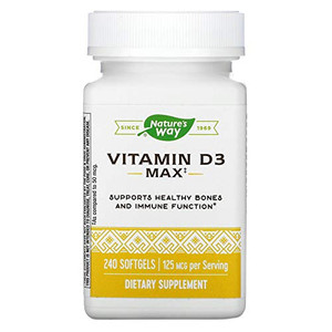 Nature's Way Vitamin D3 Max, Supports Healthy Bones and Teeth*, Supports Immune Health*, 125mcg per Serving, 240 Softgels