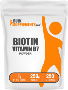 BulkSupplements.com Biotin 10000mcg Powder - Vitamin B7, Vitamins for Hair, Skin, and Nails - Gluten Free, 1g per Serving (10mg Biotin), 250g (8.8 oz
