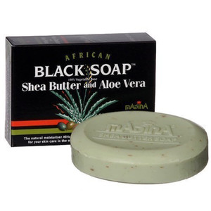 Madina African Black Soap With Shea Butter & Aloe Vera 100% Vegetable Base 3.5 oz (3 Bars)... Iwgl