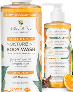 Tree to Tub Citrus Body Wash for Dry Skin & Sensitive Skin - pH Balanced Moisturizing Body Wash, Hydrating Sulfate Free Body Soap for Women & Men
