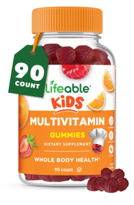 Lifeable Kids Multivitamin Gummies | Great Tasting Multivitamin for Kids | with Vitamins A, C, D, E, B6, B12, Zinc, Biotin, Folic Acid, Iodine, Niaci