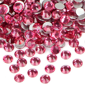 1440PCS Art Nail Rhinestones Non Hotfix Glue Fix Round Crystals Glass Flatback for DIY Jewelry Making with one Picking Pen (ss20 1440pcs, Fuchsia)