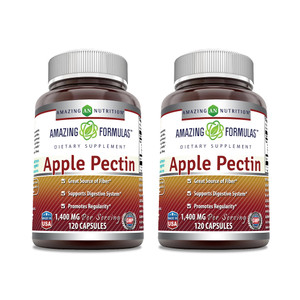 Amazing Formulas Apple Pectin 1400 mg Per Serving Supplement | Capsules | Non-GMO | Gluten Free | Made in USA (120 Count | 2 Pack)