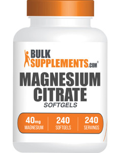 BulkSupplements.com Magnesium Citrate Softgels - Magnesium Supplement, Magnesium Citrate Supplement - Gluten Free, 1 Softgel per Serving (40mg of Mag