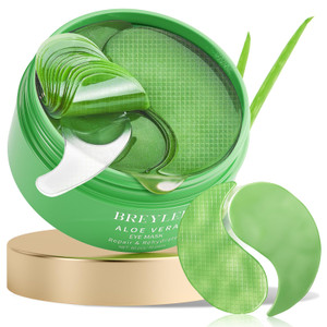 BREYLEE Aloe Vera Eye Masks - 60 Pcs - Reduce Puffy Eyes & Dark Circles, Firm & Improve Under Eye Skin, Pure Natural Extracts for Youthful Appearance