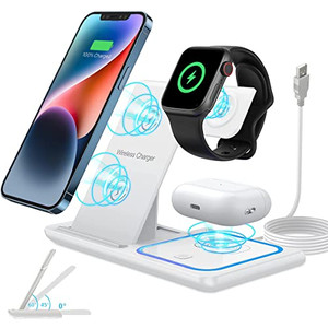 GenieX 3 in 1 Wireless Charging Station for Multiple Devices Apple, Wireless Charger Stand for iPhone 11-15, iWatch 2-9, Airpod Pro/3/2, Wireless Cha