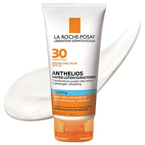 La Roche-Posay Anthelios Cooling Water Sunscreen Lotion, Water Based Sunscreen for Face & Body, Broad Spectrum SPF + Antioxidants, Fast Absorbing Wat