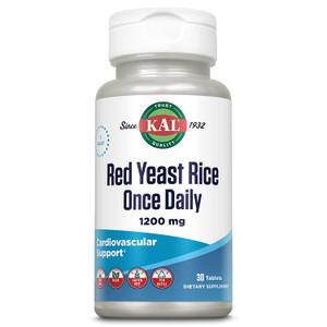 KAL Red Yeast Rice Once Daily 1200mg, Cardiovascular Support* Supplement with Naturally Occurring Unsaturated Fatty Acids, Amino Acids & Phytonutrien