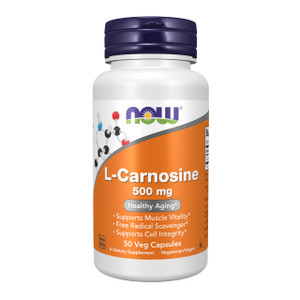 NOW Foods Supplements, L-Carnosine (Beta-Alanyl-L-Histidine) 500 mg, Healthy Aging, 50 Veg Capsules