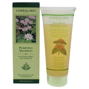 L'Erbolario Purifying Shampoo - Deep Cleanser For All Hair Types - With Water Mint And Vitamin E - Blended With Essential Oil Of Peppermint - Deodori