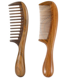 Louise Maelys 2pcs Wooden Hair Comb Wide Tooth Fine Tooth Detangling Sandalwood Combs