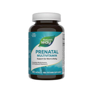 Nature's Way Prenatal Multivitamin, with Folate for Healthy Brain and Spinal Development*, Buffered Vitamin C, B-Vitamins, 180 Capsules (Packaging Ma