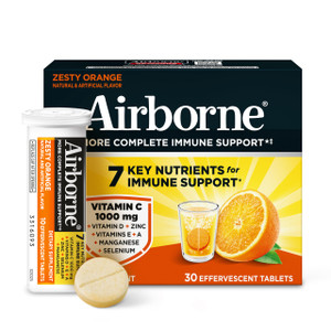 Airborne 1000mg Vitamin C with Vitamin D & Zinc, Sugar Free Multivitamin Immune Support Supplement, Antioxidants Vitamins A C & Vitamin E, 30 Efferve