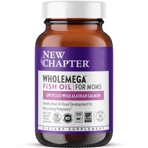 New Chapter Wholemega for Moms Fish Oil Supplement, Tiny Capsules, 2000mg per Serving, Prenatal DHA with Omega-3 + Vitamin D3 for Prenatal & Postnata