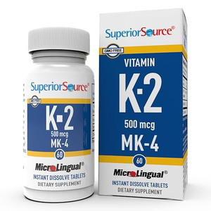Superior Source Vitamin K2 500 mcg MK-4 - Bone Strength & Health Support Supplement - Vitamin K Supplement Aids Soft Tissue Health & Calcium Absorpti