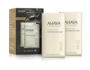 AHAVA Purifying Dead Sea Mud Soap, Duo Set - Face & Body Cleansing Bar to Purify Skin, Enriched with Exclusive Mineral Blend of Dead Sea Osmoter & De