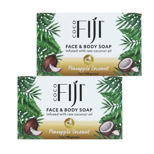 "Coco Fiji Soap Bar for Face and Body Infused With Organic Coconut Oil, Pineapple Coconut Essential Oil, Natural Soap for Moisturizing & Pore Purifyi
