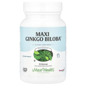 Maxi Health Ginkgo Biloba - Brain and Circulation Formula - 90 Capsules - Kosher (QGB)