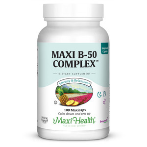 Maxi Health Vitamin B Complex  High Potency B Complex Vitamins B-50 with B1, B2, B3, B6, B12, Biotin & Folate  Support Cellular Energy & Mental Cla