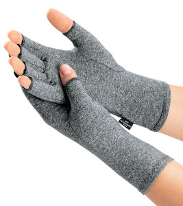 IMAK Brownmed Compression Arthritis Gloves - Fingerless Compression Gloves - Supports Circulation - Grey - Large
