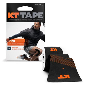 KT Tape, Pro Synthetic Kinesiology Athletic Tape, 20 Count, 10 Precut Strips, Jet Black
