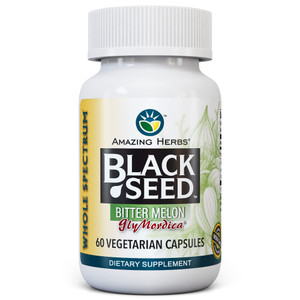 Amazing Herbs Black Seed with GlyMordica Bitter Melon - Premium Nigella Sativa and Momordica Charantia, Non-GMO & No Preservatives, Promotes Health &