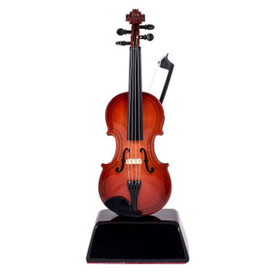 Broadway Gift Brown Violin Miniature Musical Instrument Decorative Figurine on Pedestal Stand, 6 Inch