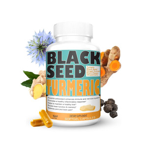 Turmeric 1350mg Curcumin 150mg Black Seed Powder 75mg Ginger Extract 50mg Black Pepper Fruit Extract 10mg Bioperine 60 Veggie Count Capsules by Sweet