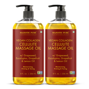 Majestic Pure Firming Body Massage Oil with Collagen  Helps Smooth The Appearance of Cellulite & Improve Skin Texture  Refreshing Aromatherapy Body